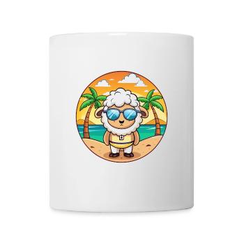 Schaf Lustige Cartoon Sommer Strand Sonnenbrille - Tasse - Weiß - Vorne