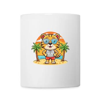 Tiger Lustige Cartoon Sommer Strand Sonnenbrille - Tasse - Weiß - Vorne