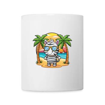 Zebra Lustige Cartoon Sommer Strand Sonnenbrille - Tasse - Weiß - Vorne