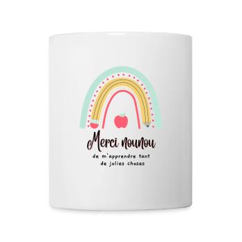 Merci nounou de m'apprendre tant de jolies choses - Mug blanc - blanc - Devant