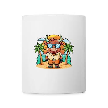 Bull Funny Cartoon Summer Beach Sunglasses - Mug - white - Front