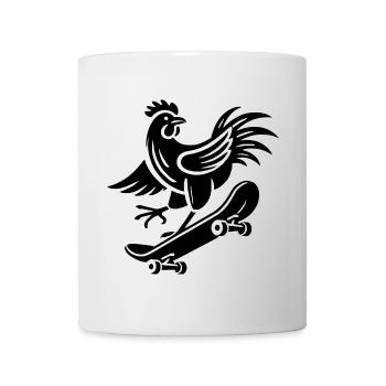 Chicken Rooster Hen Skater Silhouette Minimalist - Mug - white - Front