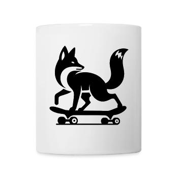 Fuchs Silhouette minimalistisch Skateboard Skater - Tasse - Weiß - Vorne