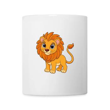 Löwe Niedliche Maskottchen Zeichentrickfigur Kawaii - Tasse - Weiß - Vorne