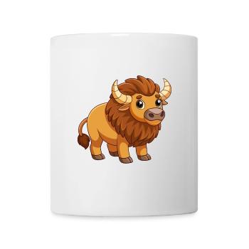 Bison Cute Mascot Cartoon Character Kawaii - Mug - white - Front