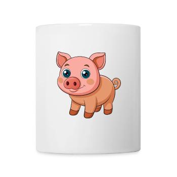 Cochon Mignon Mascotte Personnage De Dessin Animé Kawaii - Mug blanc - blanc - Devant