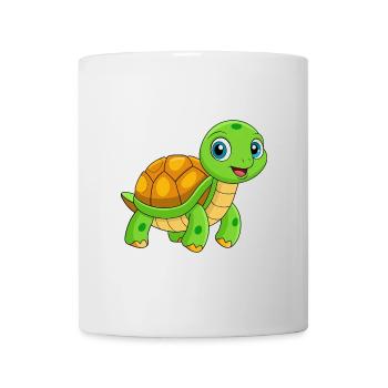 Schildkröte Niedliches Maskottchen Zeichentrickfigur Kawaii - Tasse - Weiß - Vorne