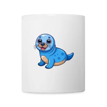 Siegel Niedliche Maskottchen Cartoon Figur Kawaii - Tasse - Weiß - Vorne