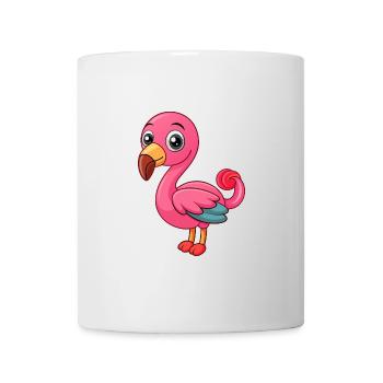 Flamant rose mignon mascotte personnage de dessin animé kawaii - Mug blanc - blanc - Devant