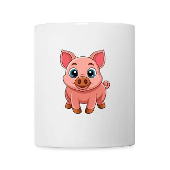 Cochon Mignon Mascotte Personnage De Dessin Animé Kawaii - Mug blanc - blanc - Devant