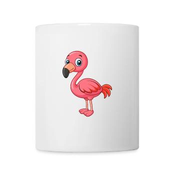 Flamant rose mignon mascotte personnage de dessin animé kawaii - Mug blanc - blanc - Devant
