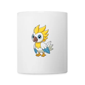 Cacatoès Mascotte Mignonne Personnage De Dessin Animé Kawaii - Mug blanc - blanc - Devant
