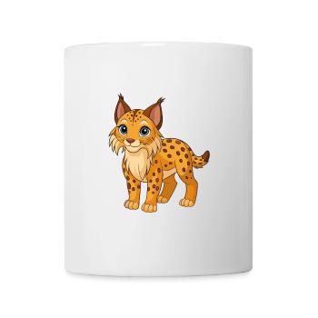 Lynx Mascotte mignonne Personnage de dessin animé Kawaii - Mug blanc - blanc - Devant