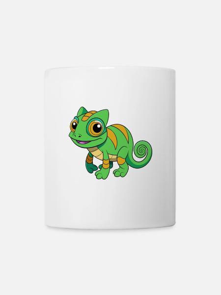 Caméléon Mascotte mignonne Personnage de dessin animé Kawaii - Mug blanc - blanc