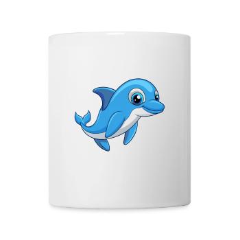 Delfin Niedliche Maskottchen Zeichentrickfigur Kawaii - Tasse - Weiß - Vorne