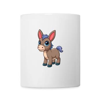 Esel Niedliche Maskottchen Zeichentrickfigur Kawaii - Tasse - Weiß - Vorne