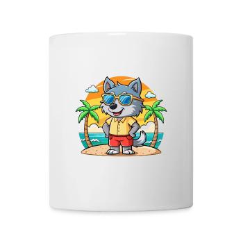 Wolf Funny Cartoon Summer Beach Sunglasses - Mug - white - Front