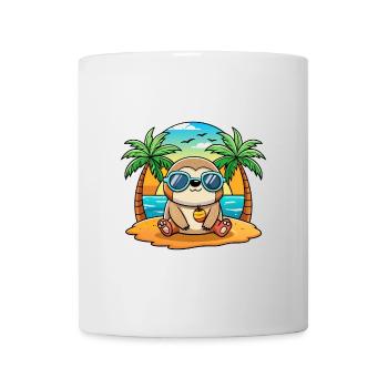 Sloth Funny Cartoon Summer Beach Sunglasses - Mug - white - Front
