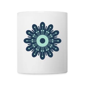 Dark Blue & Mint Green Flower - Mug - white - Front