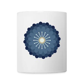 Blaue Creme & Goldblume - Tasse - Weiß - Vorne