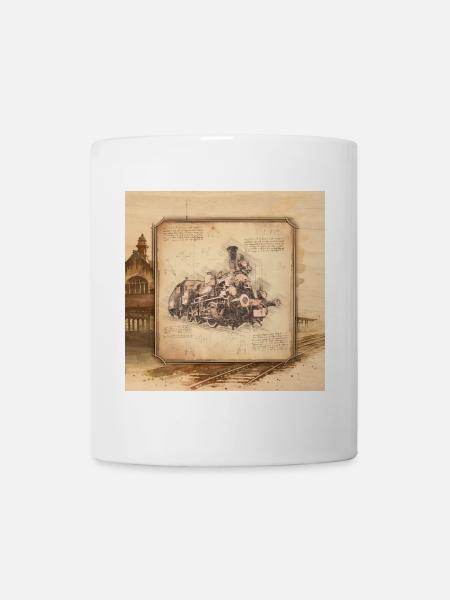 Dampflok, alter Bahnhof. Vintage Art für Lokführer - Tasse - Weiß