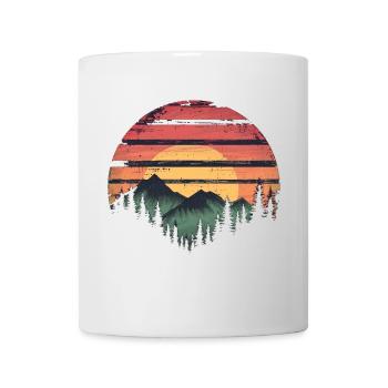 Coucher de soleil Forêt Montagne Extérieur Rétro Années 80 Vintage - Mug blanc - blanc - Devant