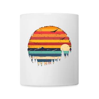 Coucher de soleil Forêt Montagne Extérieur Rétro Années 80 Vintage 3 - Mug blanc - blanc - Devant