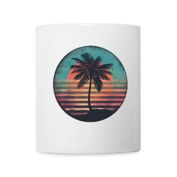 Sunset Palms Silhouette Rétro Années 80 Vintage2 - Mug blanc - blanc - Devant