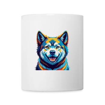 Akita Dog Breed Colorful Watercolor Cartoon Kawaii - Mug - white - Front