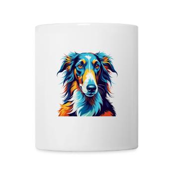 Barzoï Chien Race Coloré Dessin Animé Kawaii - Mug blanc - blanc - Devant