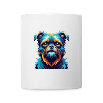 Griffon de Bruxelles Race de chien Dessin animé coloré Kawaii - Mug blanc - blanc - Devant
