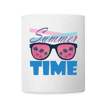 Sommerzeit Palmen-Sonnenbrille - Tasse - Weiß - Vorne