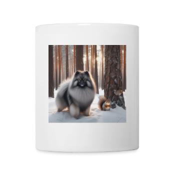Keeshond Wolfspitz in the snow - Mug - white - Front