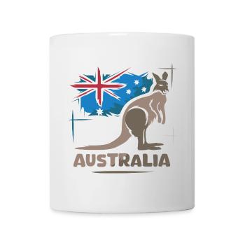 Australie Kangourou bande dessinée drapeau nature animaux symbole - Mug blanc - blanc - Devant