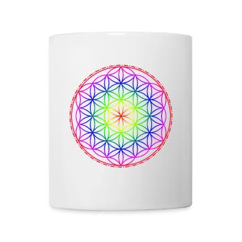 Flower of Life Regenbogen - Tasse - Weiß - Vorne
