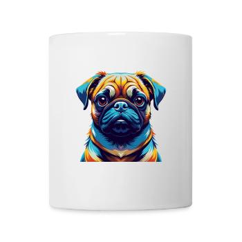 Mops Hund Rasse Buntes Aquarell Karikatur Kawaii - Tasse - Weiß - Vorne