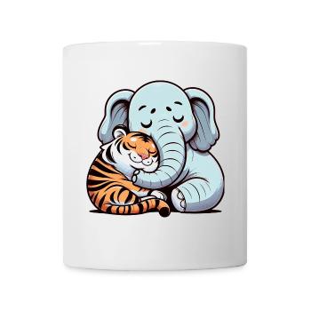 Cuddling Elephant And Tiger In Love - Tasse - Weiß - Vorne