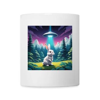 Hase mit UFO - Tasse - Weiß - Vorne