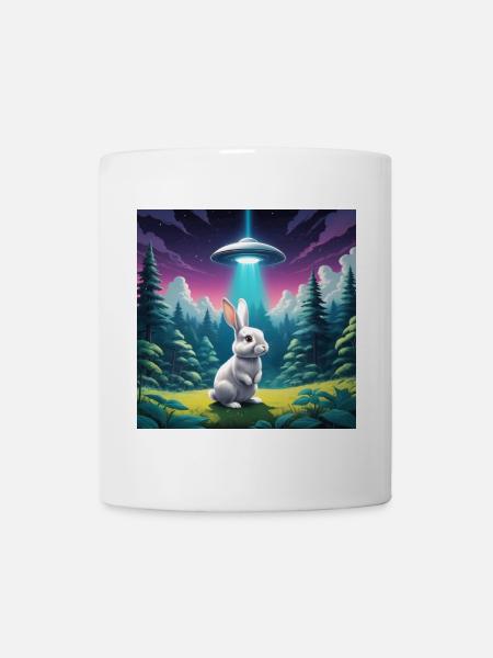 Hase mit UFO - Tasse - Weiß