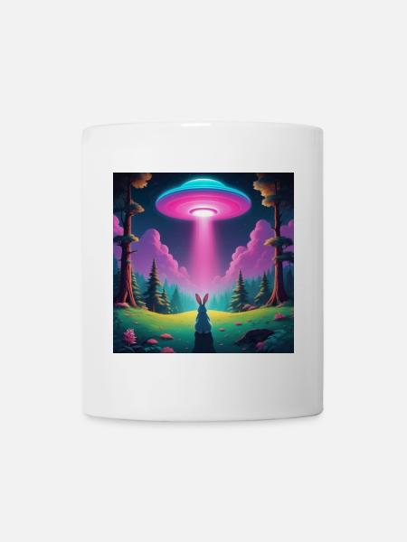 OVNI avec lapin - Mug blanc - blanc