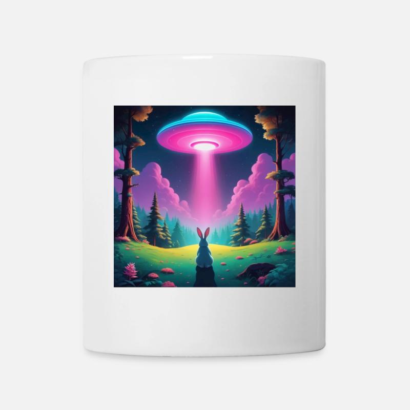 UFO with rabbit - Mug - white