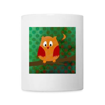 Eule Uhu Punkte Dots Wald Poster Muster Kinder - Tasse - Weiß - Vorne