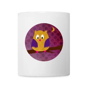 Eule Uhu Dots Punkte Kreis Wald lila Kinder Tiere - Tasse - Weiß - Vorne