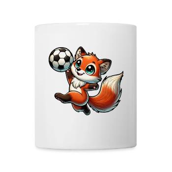 fröhlicher Fuchs, der mit einem Fußball spielt - Tasse - Weiß - Vorne