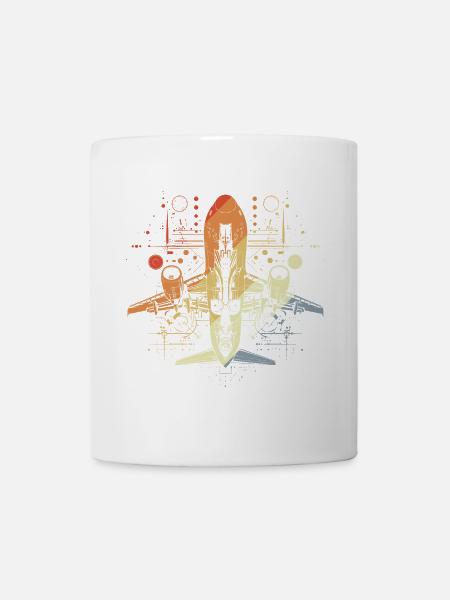 Flugzeug Zeichnung Retro Look - Tasse - Weiß