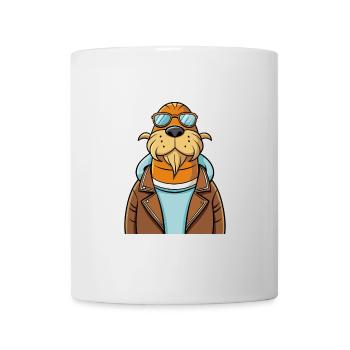 Walrus Funny Cartoon Kawaii Jacket Sunglasses - Mug - white - Front