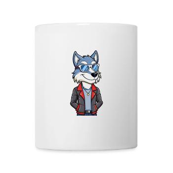 Wolf Funny Cartoon Kawaii Jacket Sunglasses - Mug - white - Front