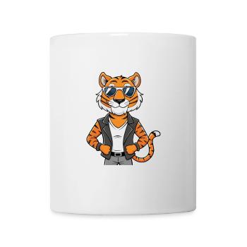 Tiger Lustige Cartoon Kawaii Jacke Sonnenbrille - Tasse - Weiß - Vorne