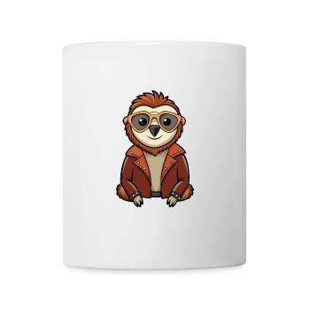 Lunettes de soleil paresseux drôle dessin animé Kawaii Jacket - Mug blanc - blanc - Devant