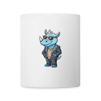 Rhino Funny Cartoon Kawaii Jacket Sunglasses - Mug - white - Front